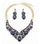 Purple Necklace Earrings Jewelry Gold Tone