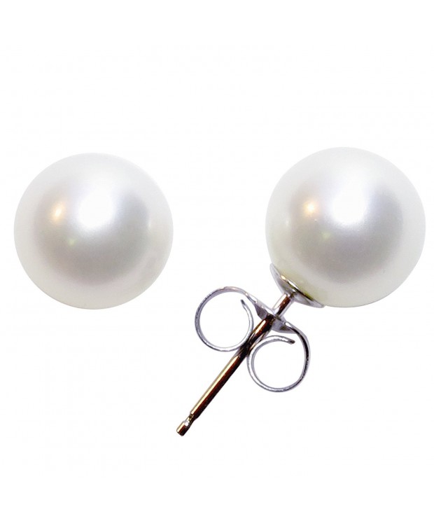 White Round Freshwater Cultured Earrings