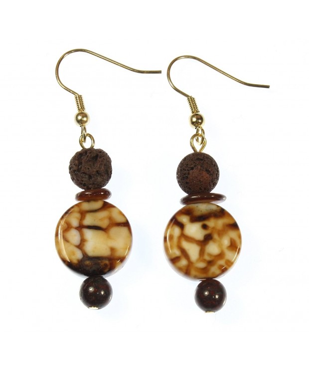 Coffee Genuine Earrings Volcanic Accents