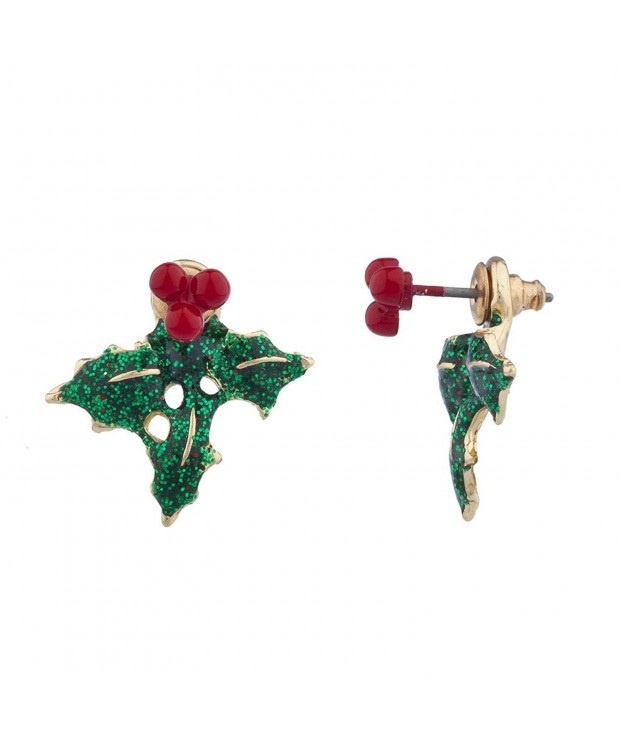 Lux Accessories Goldtone Mistletoe Earrings