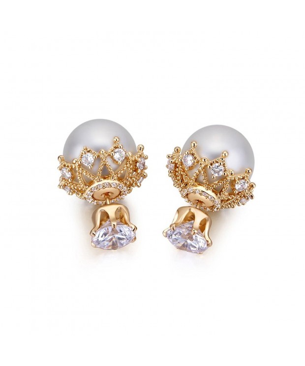 MALANDA imitation pearls earrings excellent Champagne