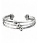 Three Row Womens Stainless Adjustable Bracelet