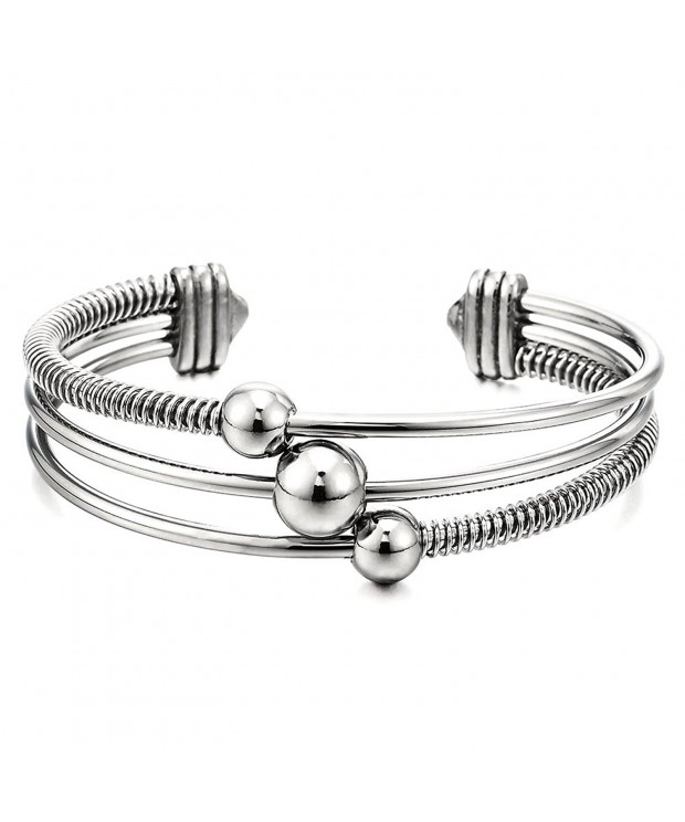 Three Row Womens Stainless Adjustable Bracelet