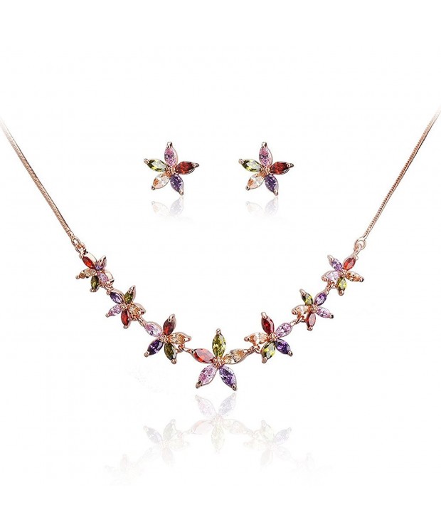 Marquise cut Multicolor Zirconia Necklace Earring