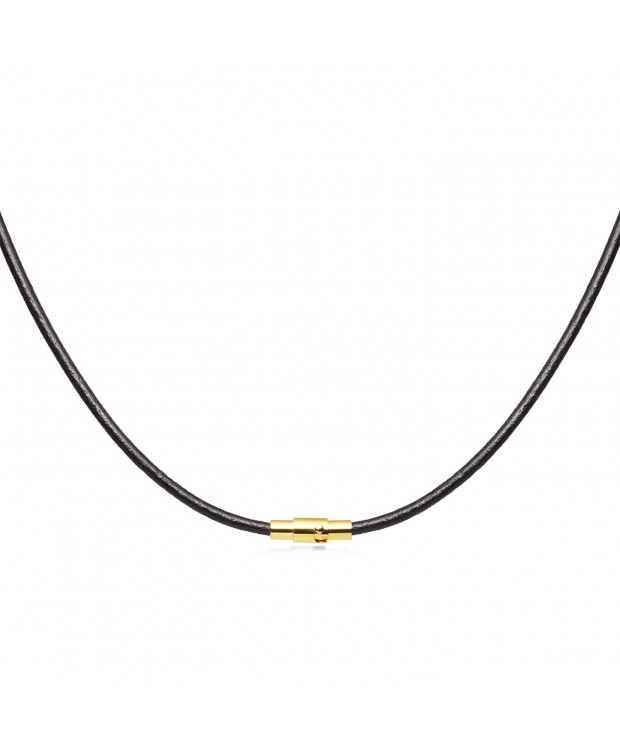 Black Leather Necklace Magnetic Clasp