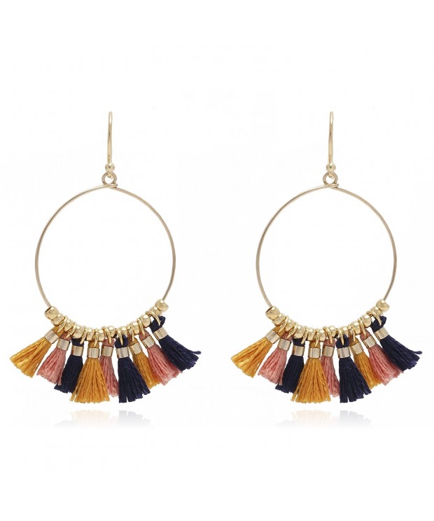 Bohemian Colored Tassel Statement Earrings