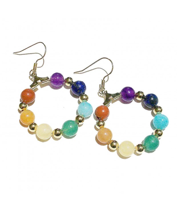 Semi precious Chakra Meditation Gold Plated Earrings