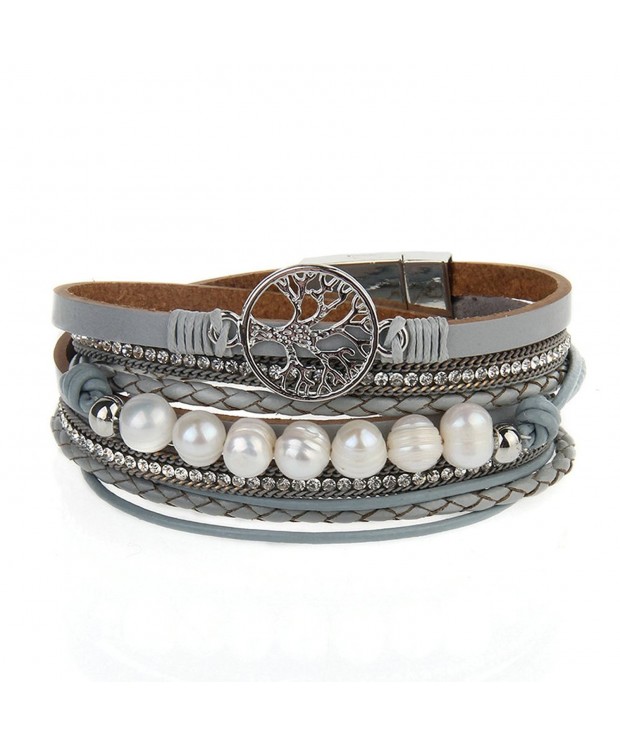 Jenia Leather Bracelet Pearl Wristband