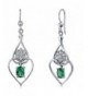 Simulated Emerald Earrings Sterling Rhodium