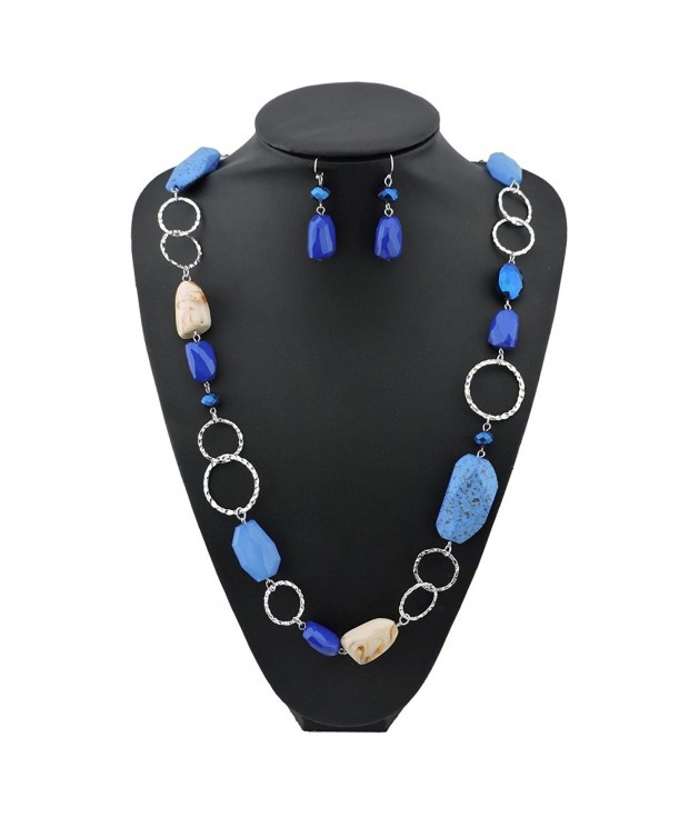 Fashion Cryastl Necklace Earrings NK 10076 royalblue