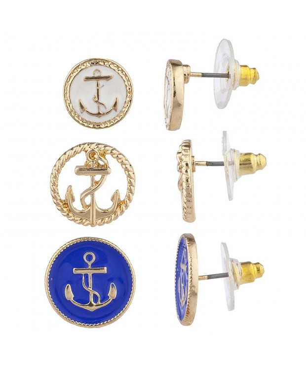 Lux Accessories Nautical Anchor Earring