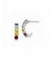 Sterling Silver Gemstone J Hoop Earrings