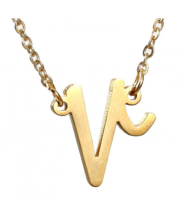 Gold Stainless Initial Pendant Necklace