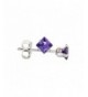 Sterling Silver Zirconia Amethyst Earrings