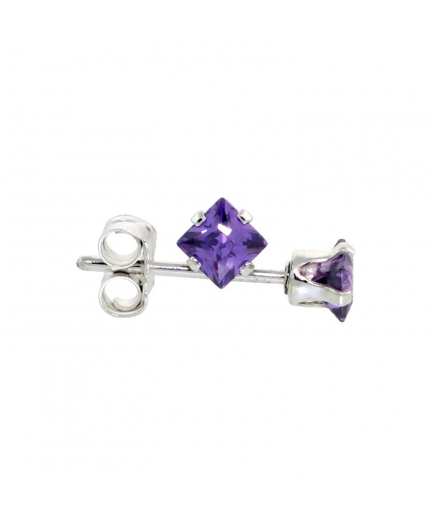 Sterling Silver Zirconia Amethyst Earrings