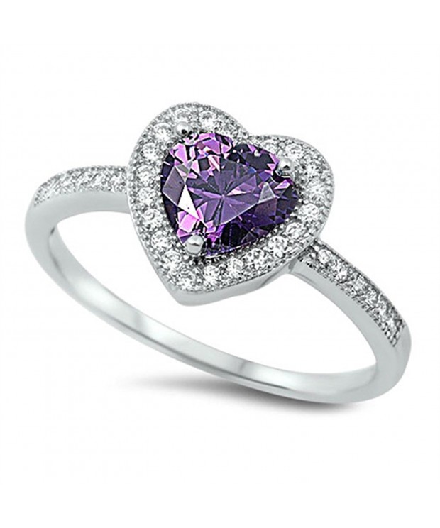 Simulated Amethyst Solitaire Sterling Silver