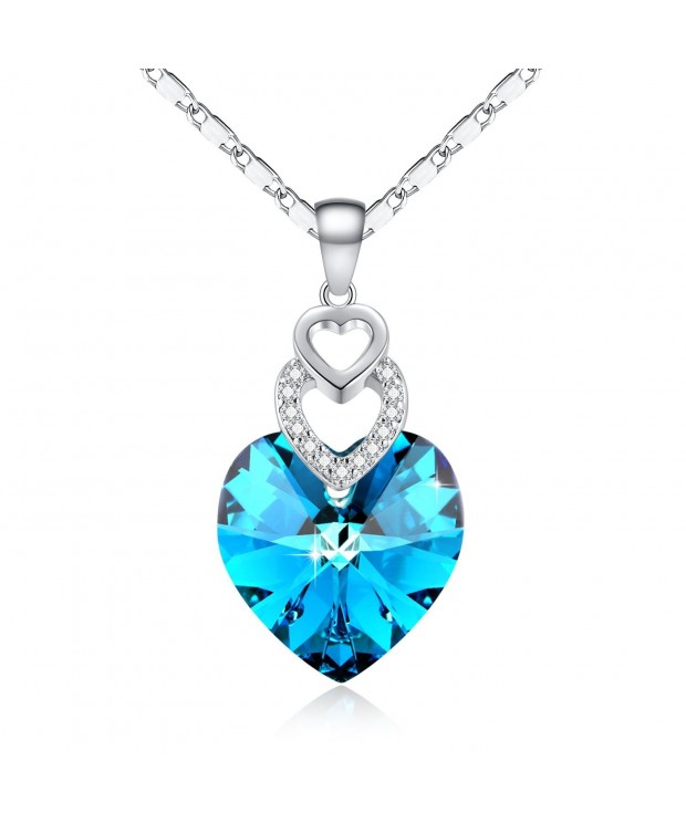 Sapphire Pendant Necklace Swarovski Adjustable