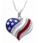 cocojewelry Patriotic American Necklace Silver tone