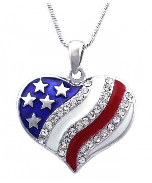 cocojewelry Patriotic American Necklace Silver tone