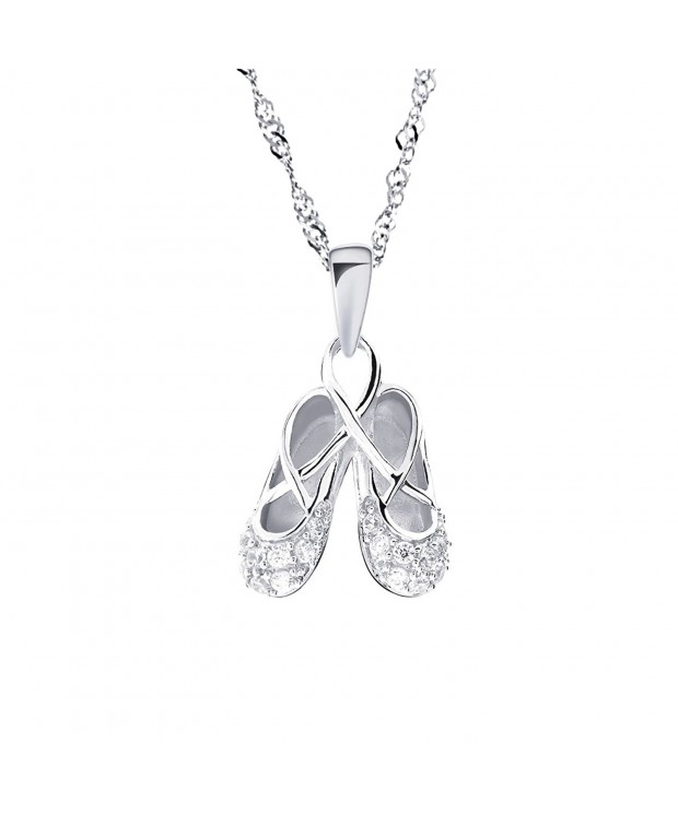 GemsChest Sterling Zirconia Slippers Necklace