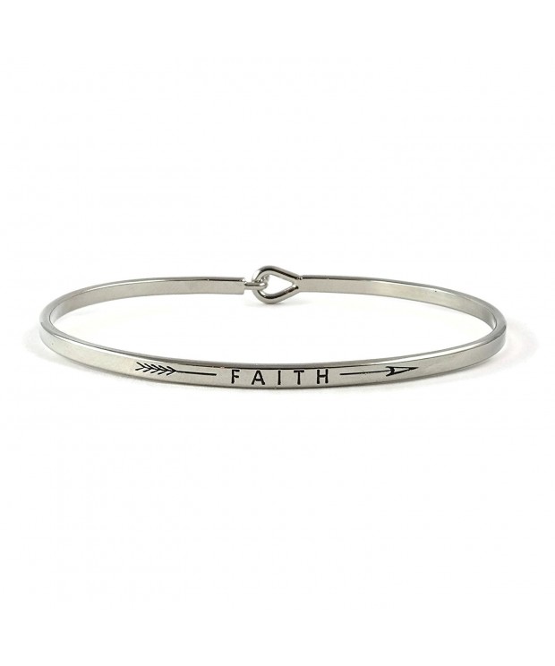 Faith Inspirational Bangle Bracelet Rhodium