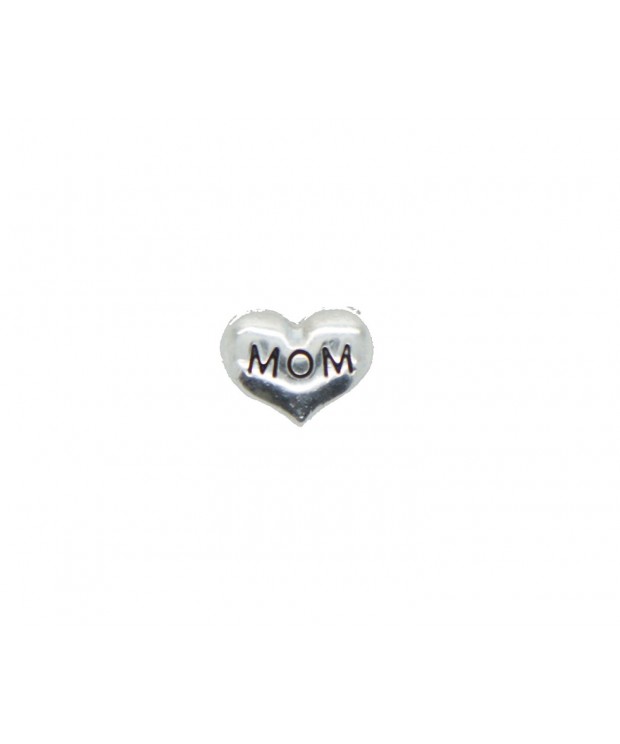 Silver MOM Heart Floating Charm
