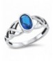 Simulated Sapphire Celtic Sterling Silver