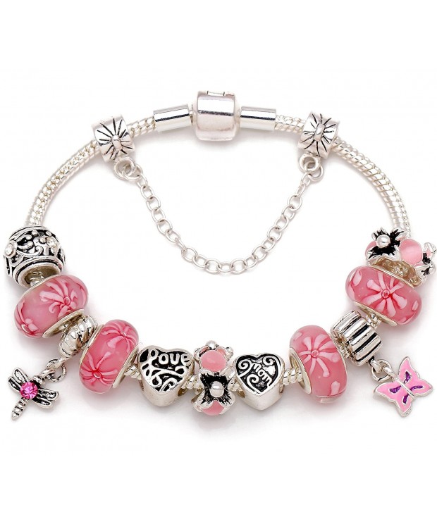 Mothers Bead Charm Silver tone Bracelet