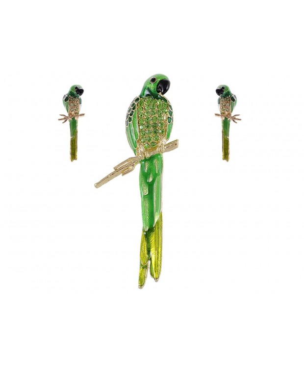 Alilang Golden Rhinestones Parrot Earrings