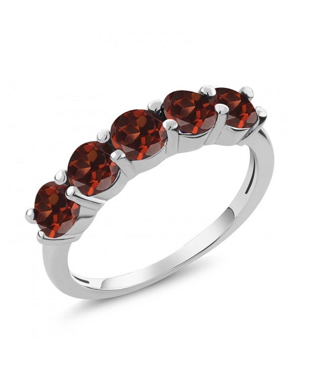 Garnet Sterling 5 Stone Gemstone Birthstone