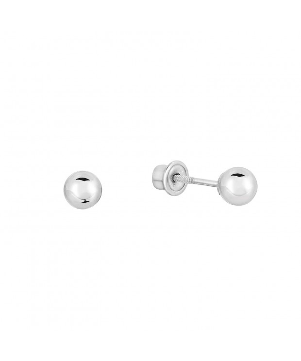 14k White Gold Ball Stud Earrings with Secure Screw-backs - CT12BHZJ86P