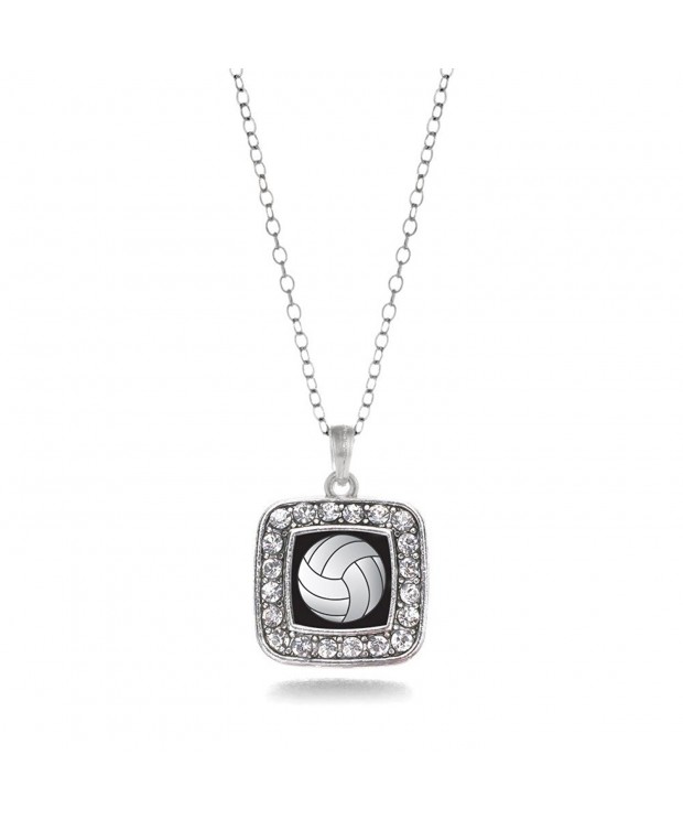 Volleyball Classic Silver Crystal Necklace