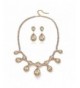 Paxuan Teardrop Champagne Necklace Earrings