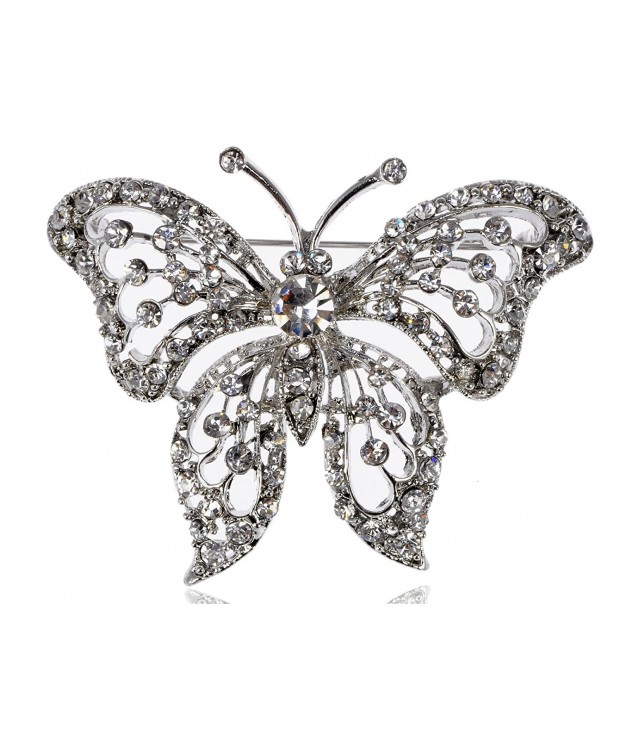 Alilang Silvery Crystal Rhinestones Butterfly