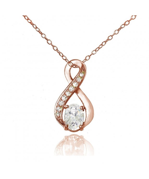 Flashed Sterling Zirconia Infinity Necklace