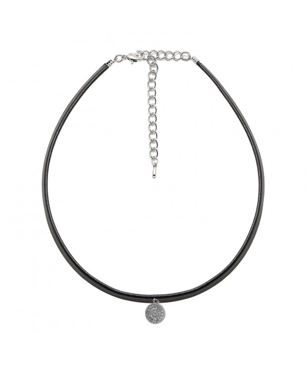 ChelseachicNYC Leather Crystal Accent Necklace