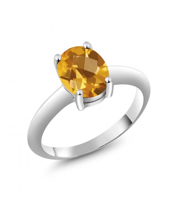 Solitaire Checkerboard Citrine Sterling Engagement