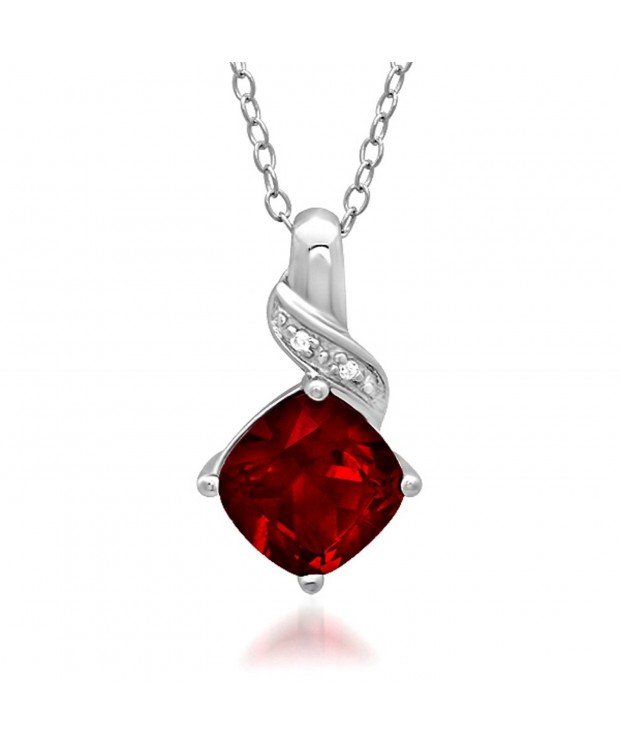 Created Diamond Pendant Necklace Sterling Silver