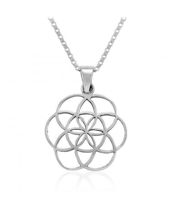 Sterling Silver Flower Pendant Necklace