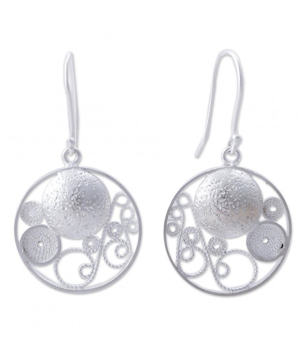 NOVICA Sterling Filigree Earrings Circular