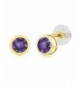 Round Purple Amethyst Yellow Earrings