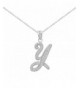 Sterling Cursive Zirconia Initial Necklace