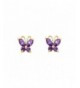 Womens Yellow Butterfly Purple Earrings