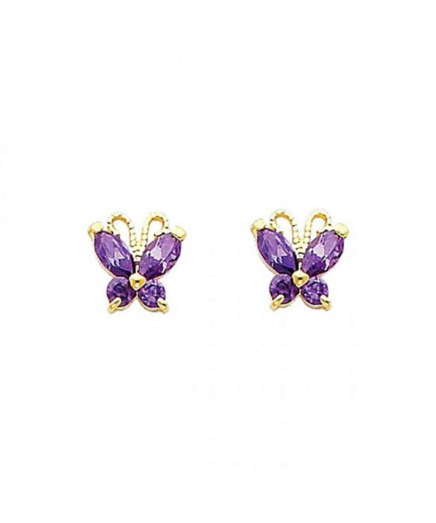 Womens Yellow Butterfly Purple Earrings