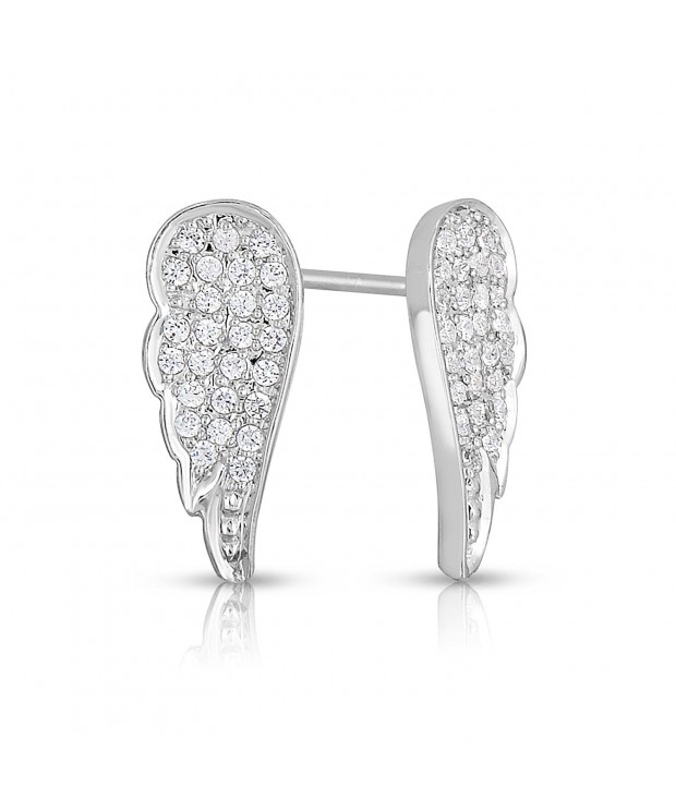 Sterling Silver Diamond Angel Earrings