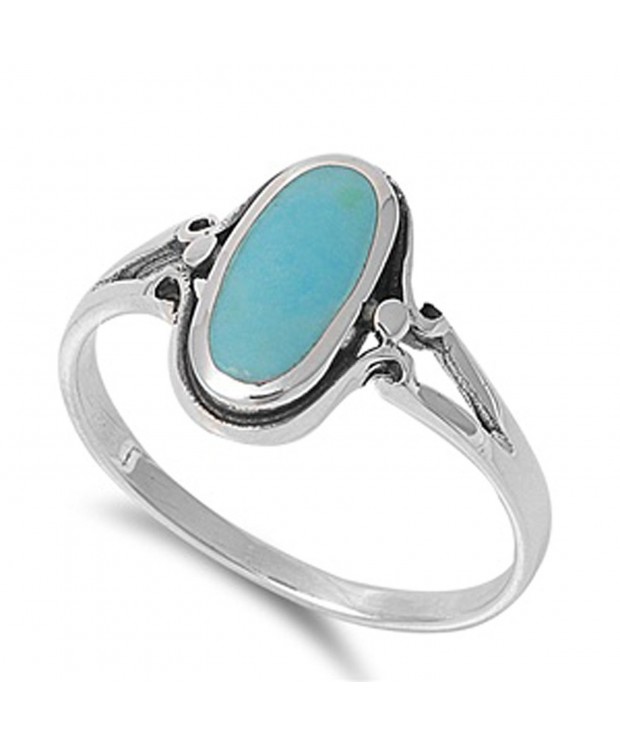 Sterling Silver Womens Simulated Turquoise