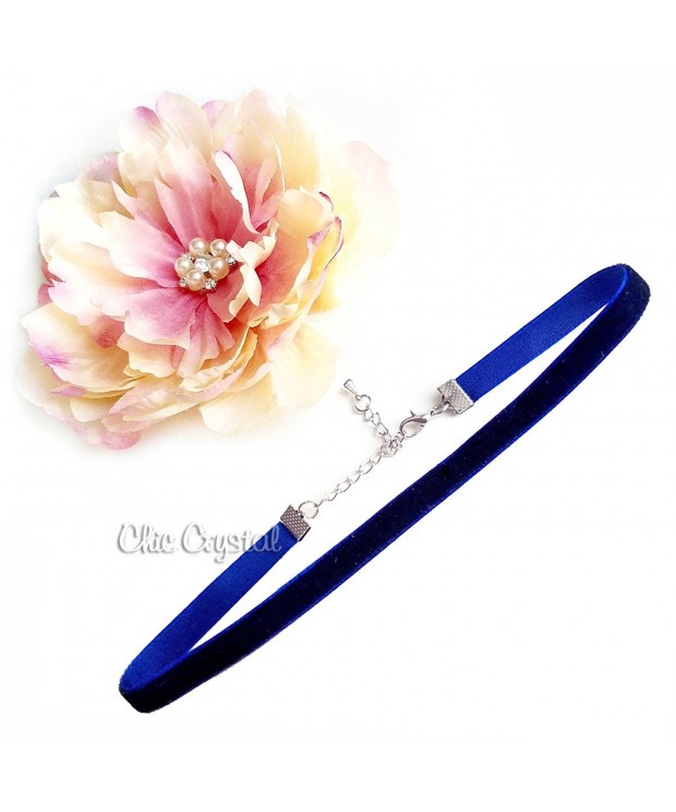 Simple Velvet Choker royal blue