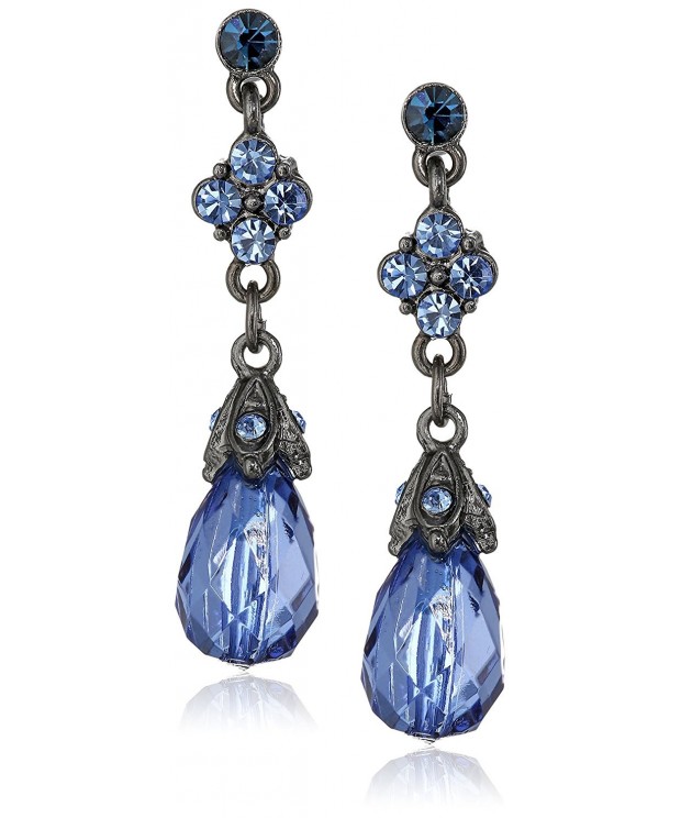 1928 Jewelry Hematite Tone Blue Earrings