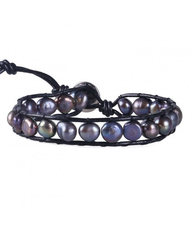 KELITCH Simulation Freshwater Pearls Single Bracelet Leather
