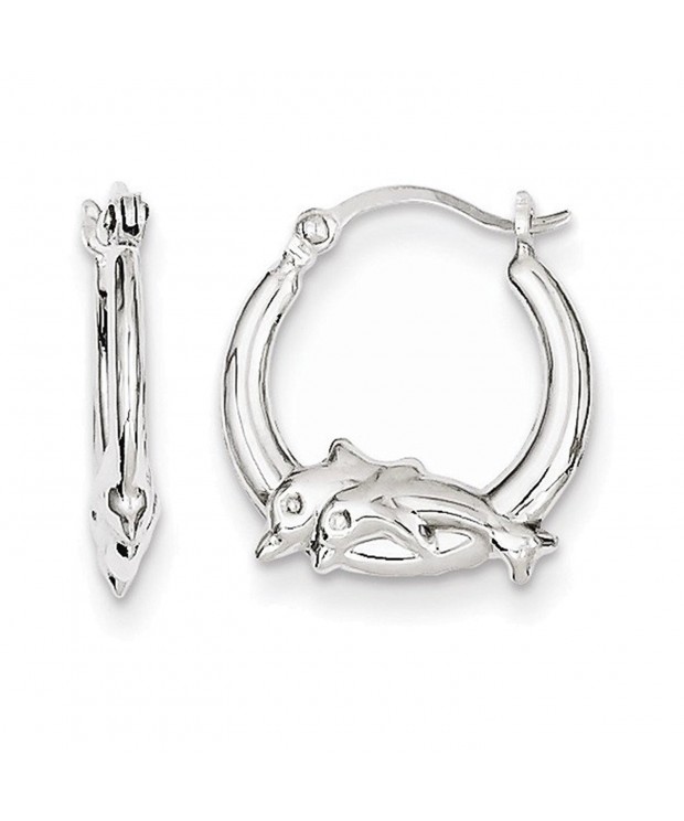 Sterling Rhodium plated Dolphin Hoop Earrings